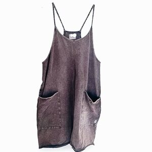 Free People FP Hot Shot Vintage Charcoal Gray Wash Womens Large Bodysuit
